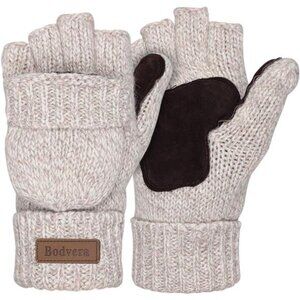 Winter Fingerless Gloves Wool Convertible Mittens Warm Knitted Gloves for Women